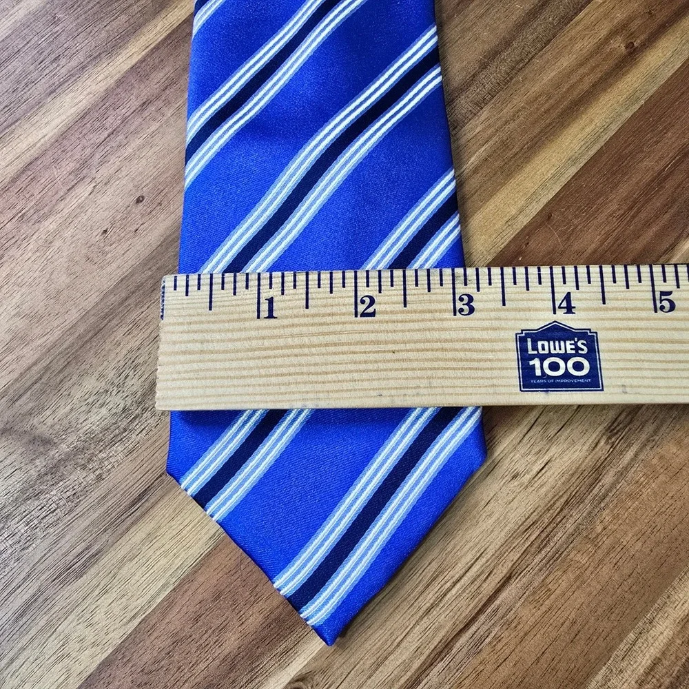 Countess Mara Neck Tie Mens Blue Striped 100% Silk Hand‎ Made Classic Preppy Ivy